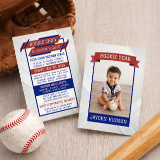 Baseballkarte zum 1. Geburtstag mit Rookie-Jahr-Me Begleitkarte