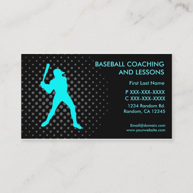 Baseballlektionen coachten kundenspezifische visitenkarte (Vorderseite)
