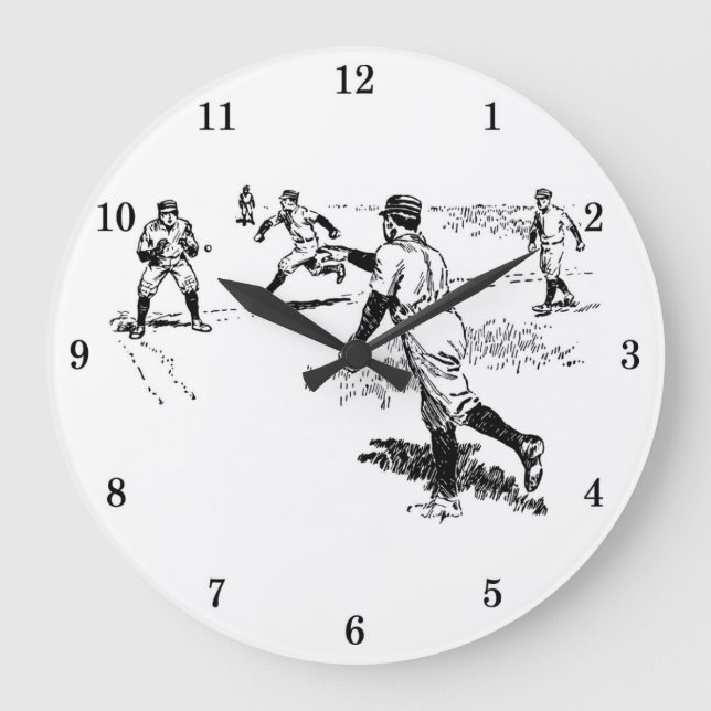 Baseballmauer Große Wanduhr (Vorderseite)