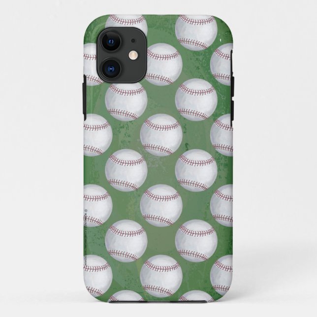 Baseballmuster auf Grün Case-Mate iPhone Hülle (Rückseite)