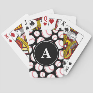 Baseballmuster auf schwarzer Monogram Spielkarten