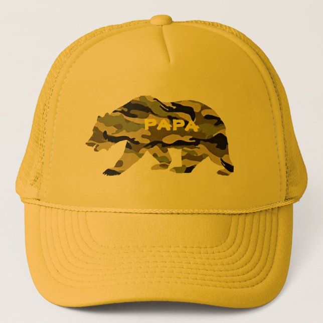 Baseballpapa-Bär witzige Camouflage Truckerkappe (Vorderseite)
