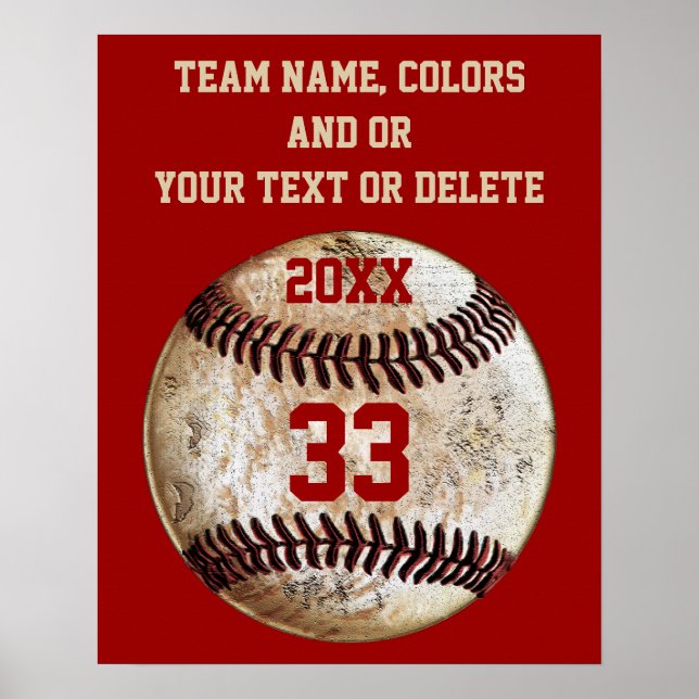 Baseballposter, Teamfarben, Team, Spielername Poster (Vorne)