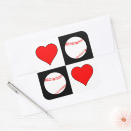 Baseballs & Hearts-Muster Baseball Player-Party Quadratischer Aufkleber
