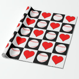 Baseballs & Hearts-Muster Baseball-Player-Sport Geschenkpapier