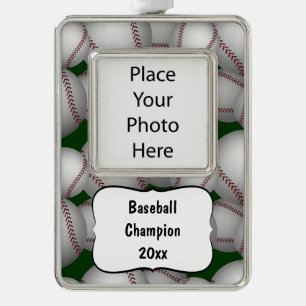 Baseballs Pattern Rahmen-Ornament Silber