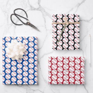 Baseballs Sport Design Wrapping Paper Set Geschenkpapier Set