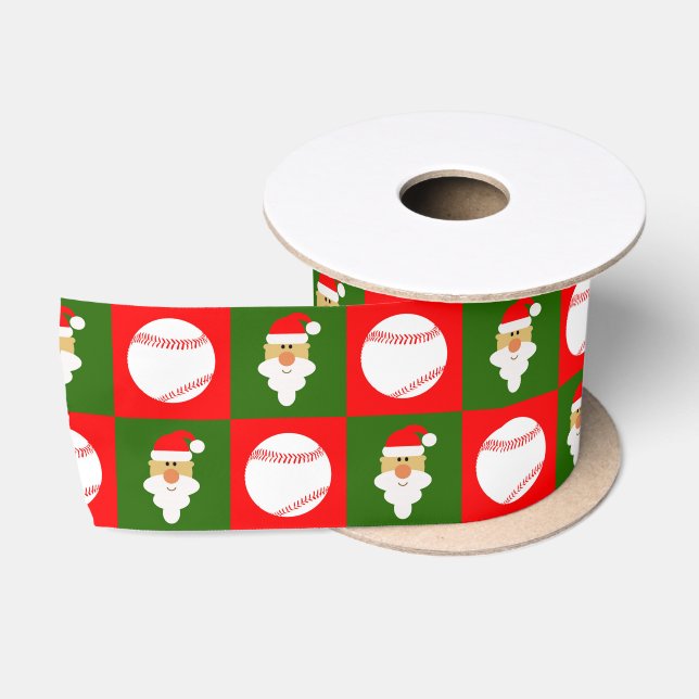Baseballs und Weihnachtsklause Baseball Spieler We Satinband (Spule)