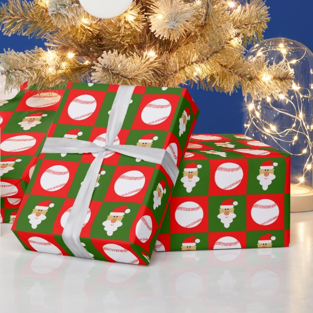 Baseballs und Weihnachtsmann Baseball Geschenkpapier (Feiertage)