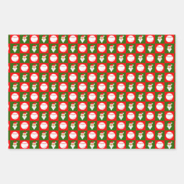 Baseballs und Weihnachtsmann Rot und Grün Geschenkpapier Set