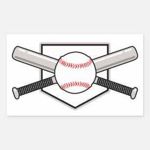 Baseballschläger und -alle rechteckiger aufkleber