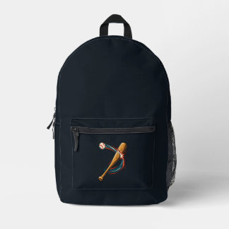 Baseballschläger und Ball Dynamic Swing Dunkler Ru Bedruckter Rucksack