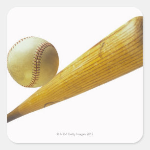 Baseballschläger und Ball Quadratischer Aufkleber