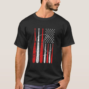 Baseballschläger US-Flagge Pitcher Catcher Basebal T-Shirt