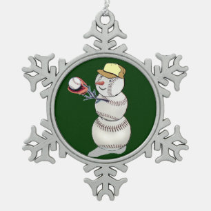 Baseballschneegel Schneeflocken Zinn-Ornament
