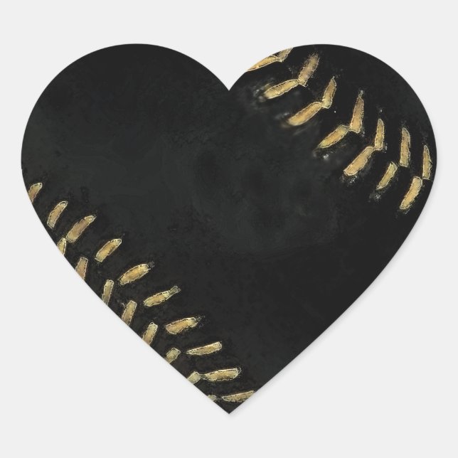 Baseballschwarz Herz-Aufkleber (Vorderseite)