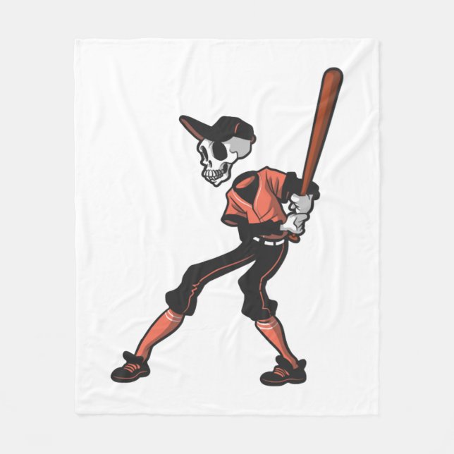 Baseballskelettdesign für Baseballspieler Fleecedecke (Vorderseite)