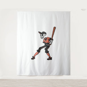 Baseballskelettdesign für Baseballspieler Wandteppich