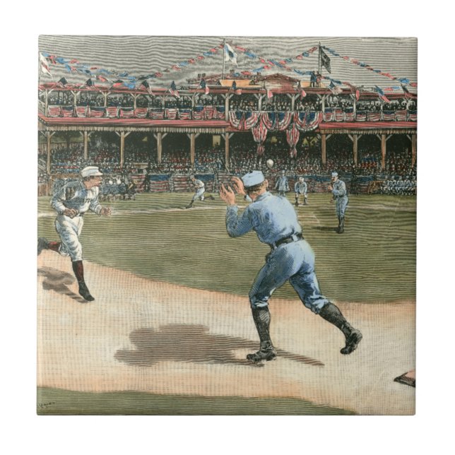 Baseballspiel der Nationalliga 1886 Fliese (Vorderseite)