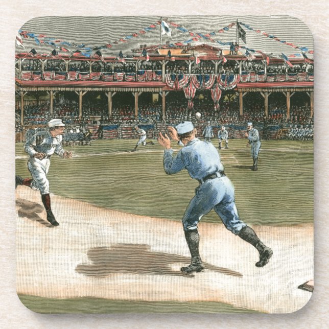 Baseballspiel der Nationalliga 1886 Getränkeuntersetzer (Vorderseite)