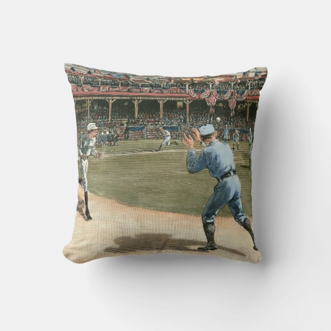 Baseballspiel der Nationalliga 1886 Kissen (Vorderseite)