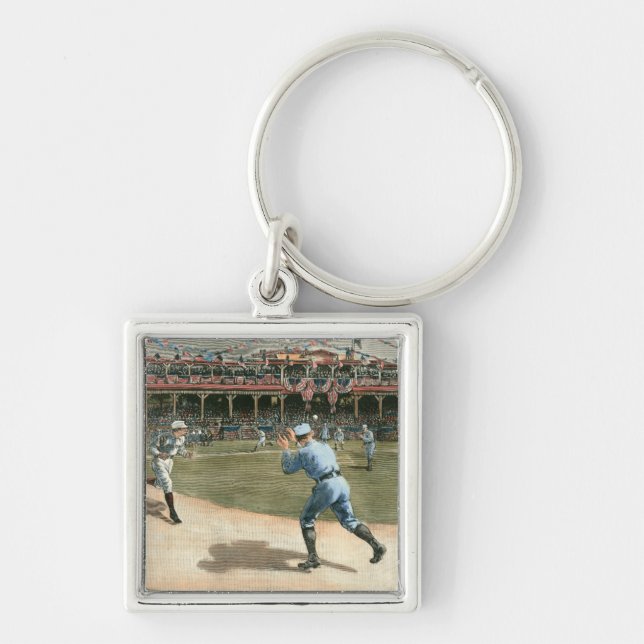 Baseballspiel der Nationalliga 1886 Schlüsselanhänger (Vorne)