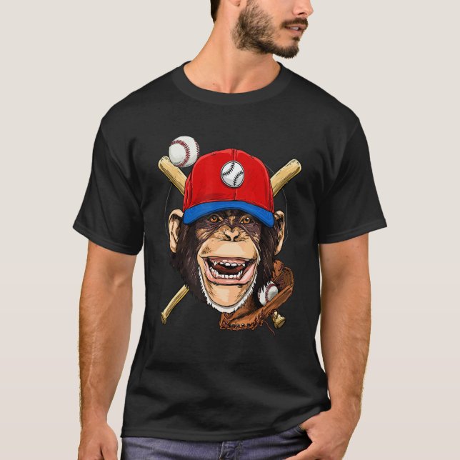 Baseballspieler Affengesicht Werfer Fänger Baseba T-Shirt (Vorderseite)