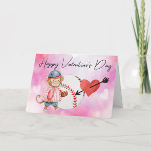 Baseballspieler am Valentinstag Karte