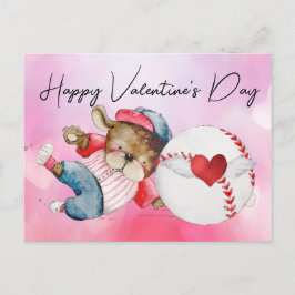 Baseballspieler am Valentinstag Postkarte