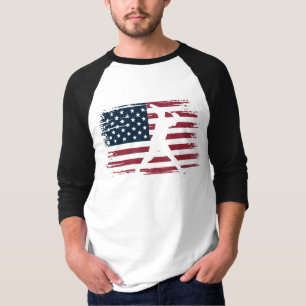 Baseballspieler Amerikanische Flagge USA Camouflag T-Shirt