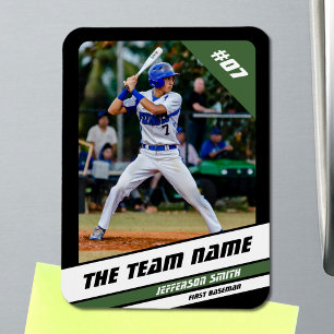 Baseballspieler anpassbar Schwarz Grün Magnet