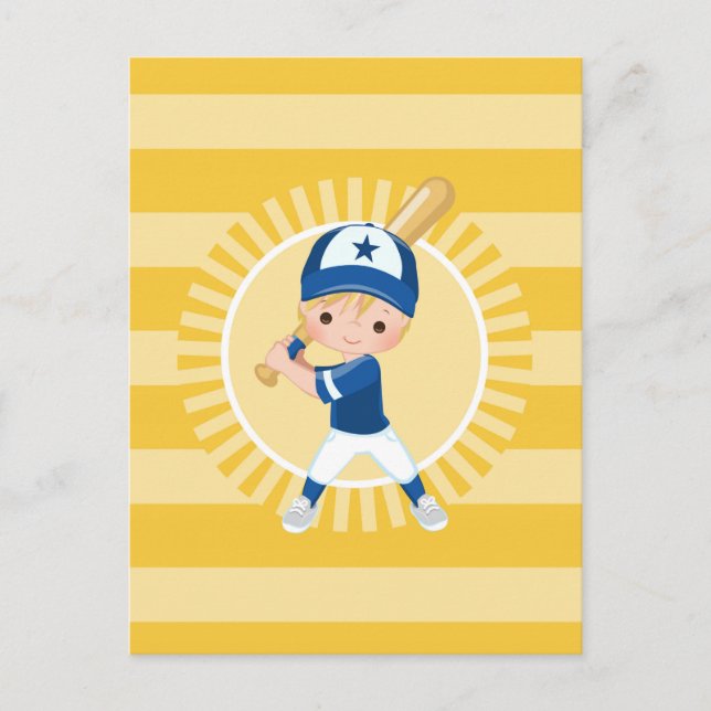 Baseballspieler - Blonder Junge Postkarte (Vorderseite)