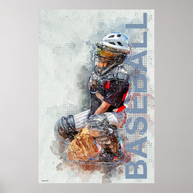 Baseballspieler-Fänger für moderne Kunstposter Poster (Vorne)