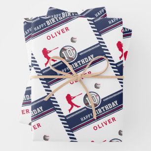 Baseballspieler Geburtstagsfeier Geschenkpapier Set