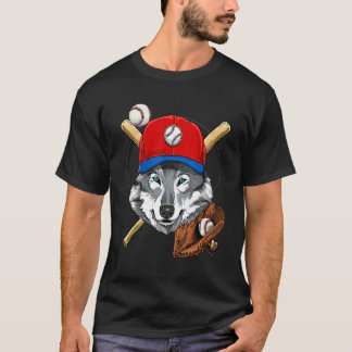 Baseballspieler Grauer Wolf Pitcher Catcher Baseba T-Shirt