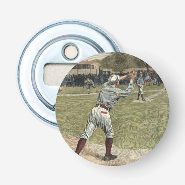 Baseballspieler in zweiter Base ausgeworfen Flaschenöffner (Vorderseite)