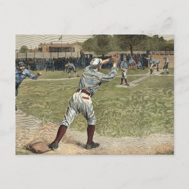 Baseballspieler in zweiter Base ausgeworfen Postkarte (Vorderseite)