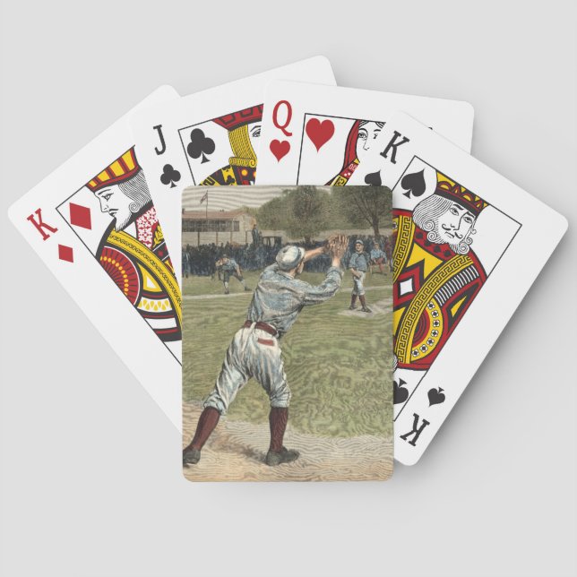 Baseballspieler in zweiter Base ausgeworfen Spielkarten (Rückseite)