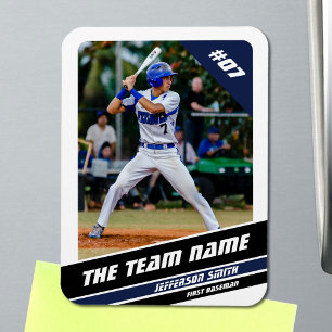 Baseballspieler individuell anpassbar Weiß Blau Magnet
