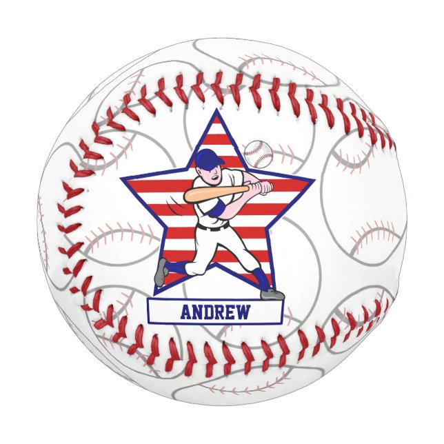 Baseballspieler mit personalisierten Sternen an St Baseball (Vorderseite Links)
