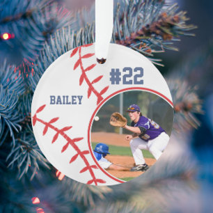 Baseballspieler Name Nummer Foto Andenken Ornament