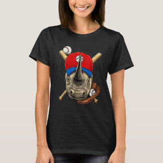 Baseballspieler Nashorn Werfer Fänger Baseball T-Shirt