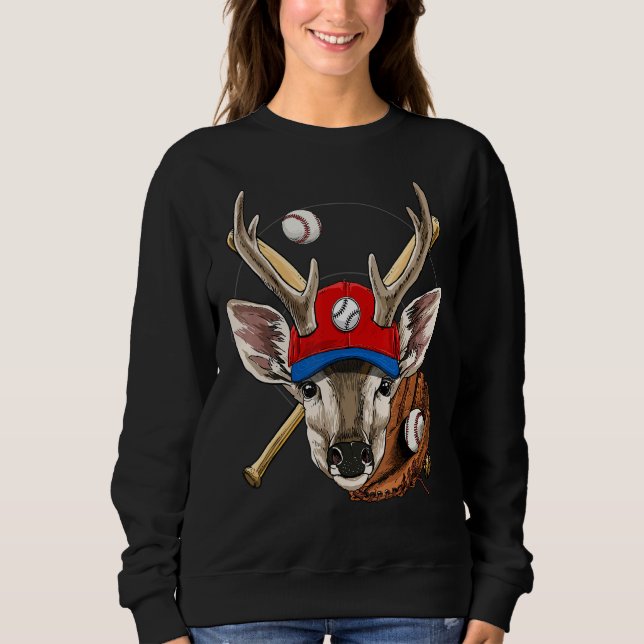 Baseballspieler Reh Pitcher Catcher Baseball Train Sweatshirt (Vorderseite)