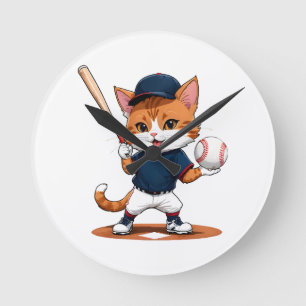 Baseballspieler Runde Wanduhr
