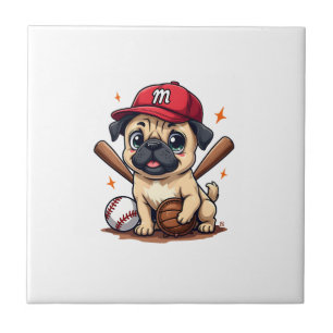 Baseballspieler Trainer Pug-Hundefreund Pug-Mutter Fliese