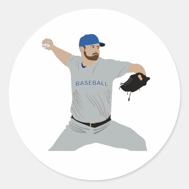 Baseballspieler wirft den Ball Runder Aufkleber (Vorderseite)