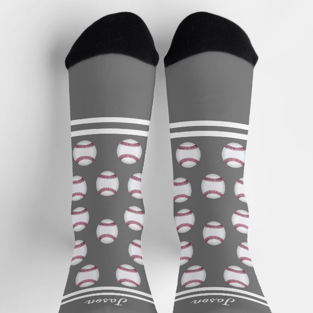 Baseballsport fügt Ihren Namen oder Text grau hinz Socken (Oben)