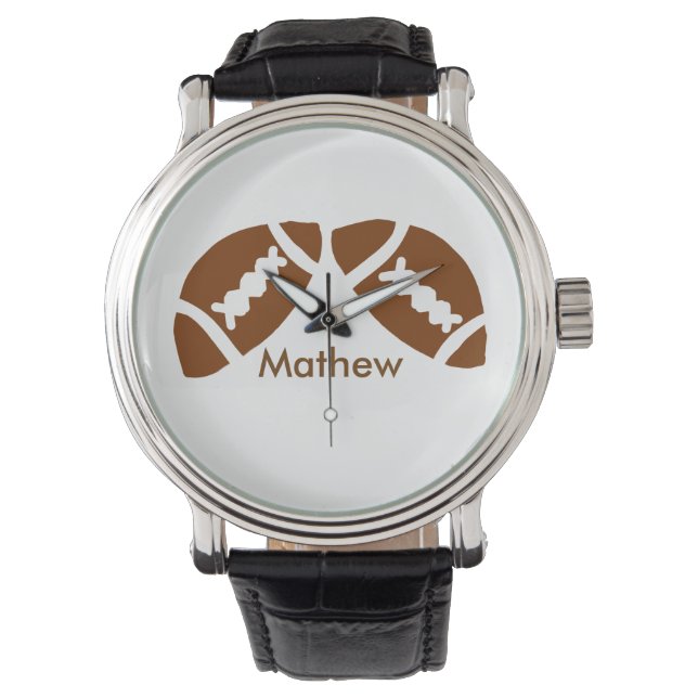 Baseballsportarten Rugby geben Jungen und Jungen d Armbanduhr (Vorderseite)