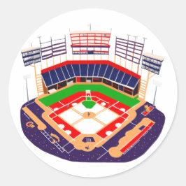 Baseballstadion mit voller Menge Runder Aufkleber