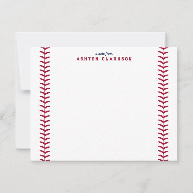Baseballstitch und Jersey Strip Note Card Einladung (Vorderseite)